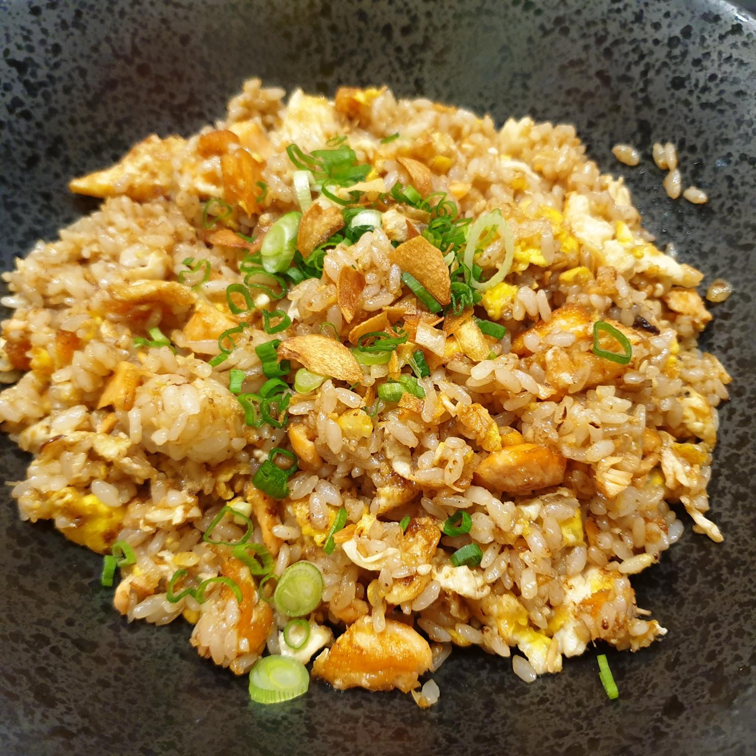 Garlic Fried Rice with Salmon