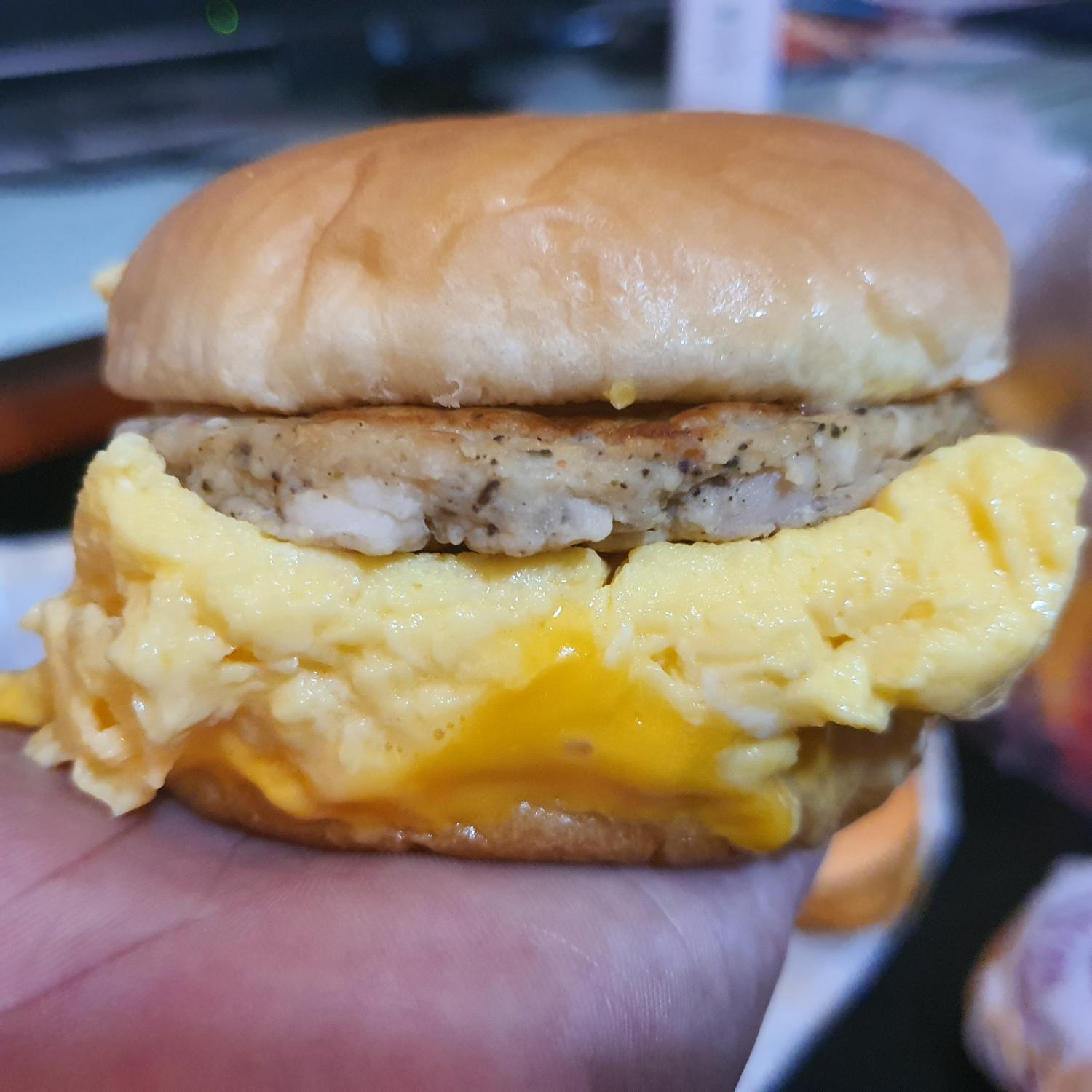Scramble Egg Burger with Sausage