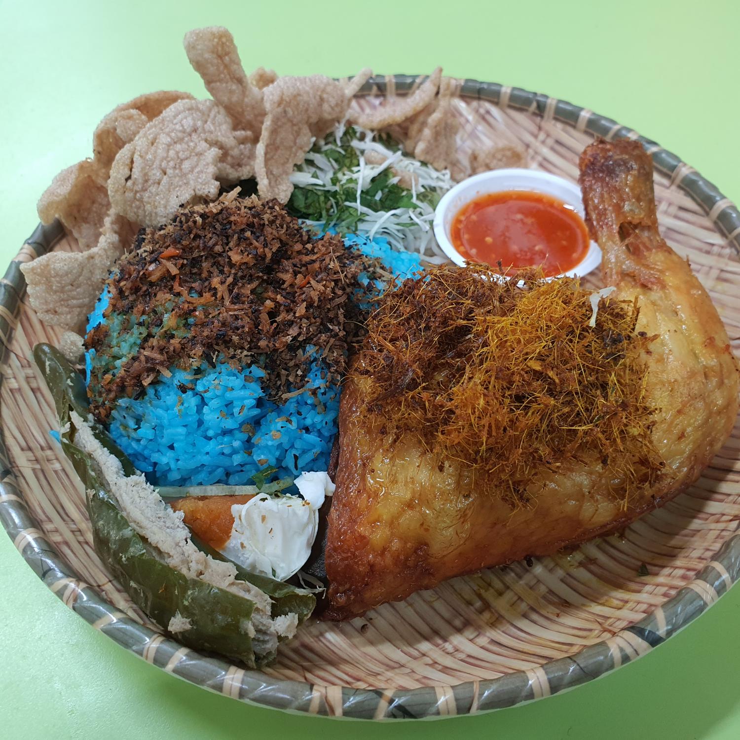 Nasi Kerabu with Ayam Goreng Berrempah