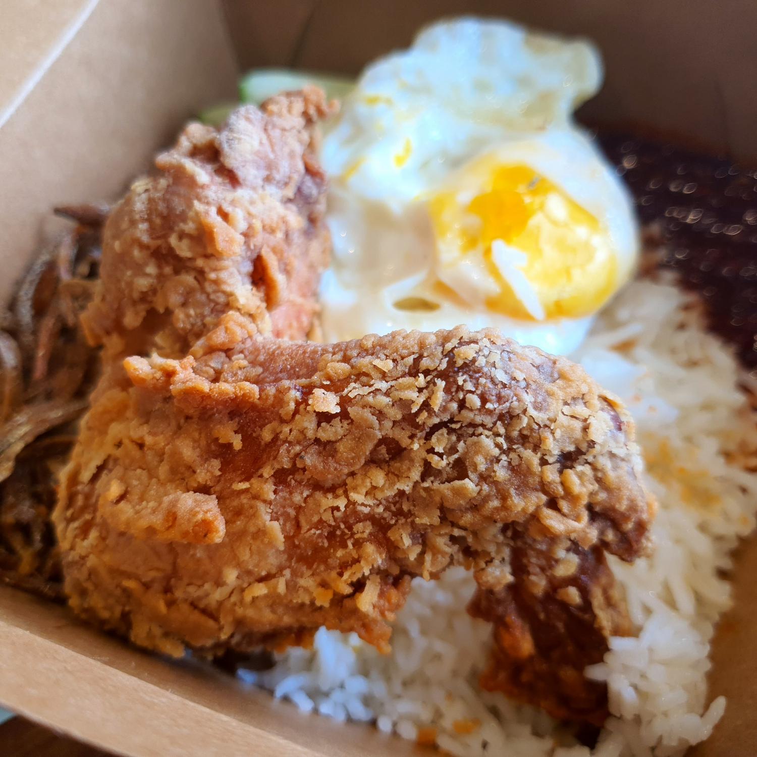 Nasi Lemak with Prawn Paste Chicken Wing