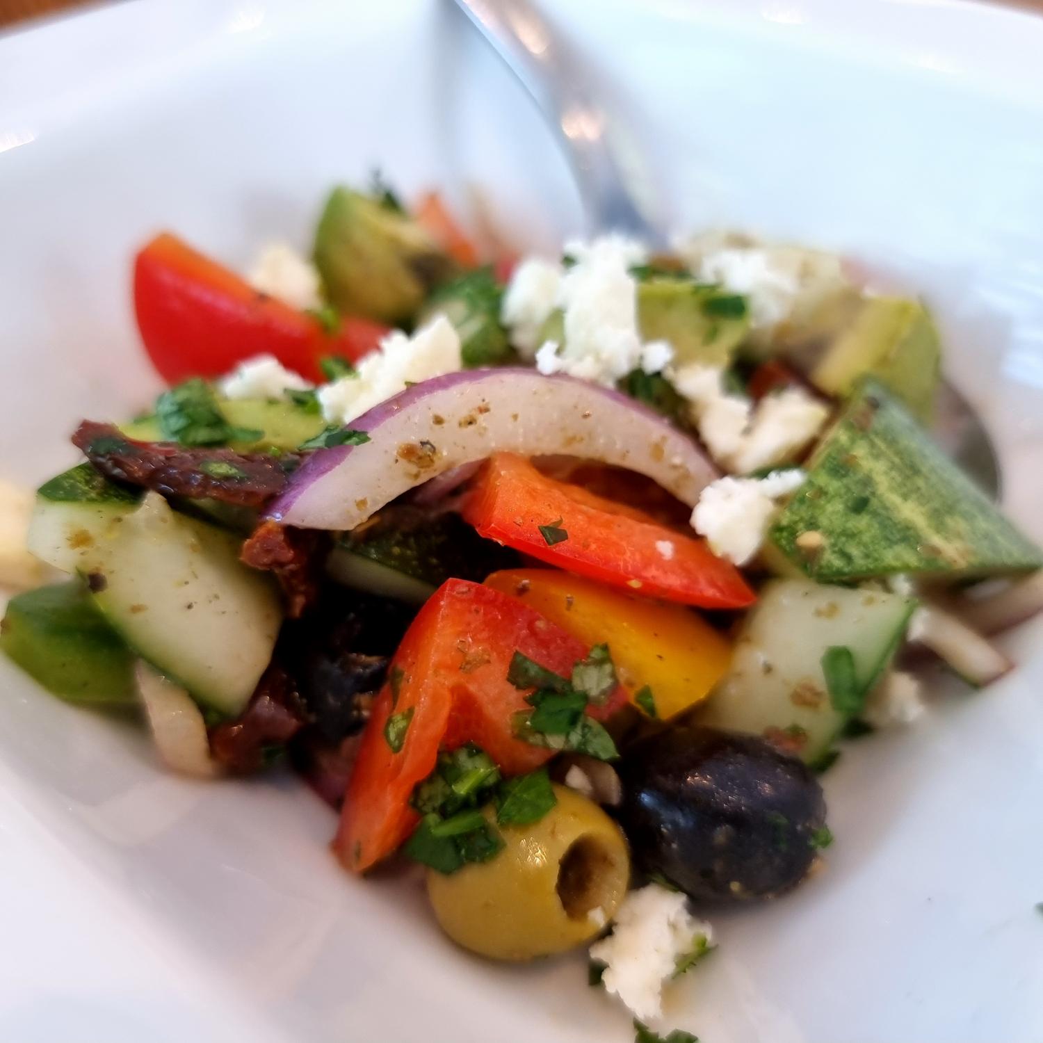 Greek Salad with Avocado and Feta Cheese