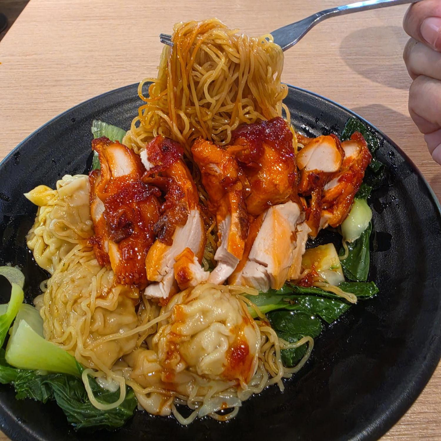 Chicken Char Siew with Wanton noodles