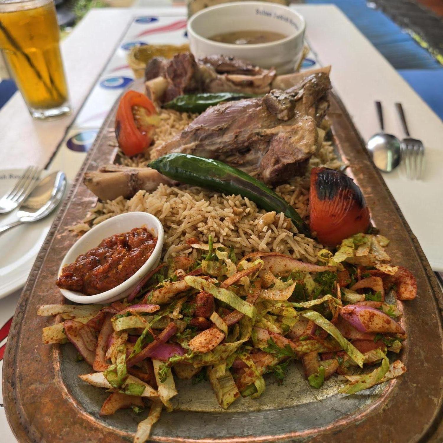 Mandi platter with two lamb shanks