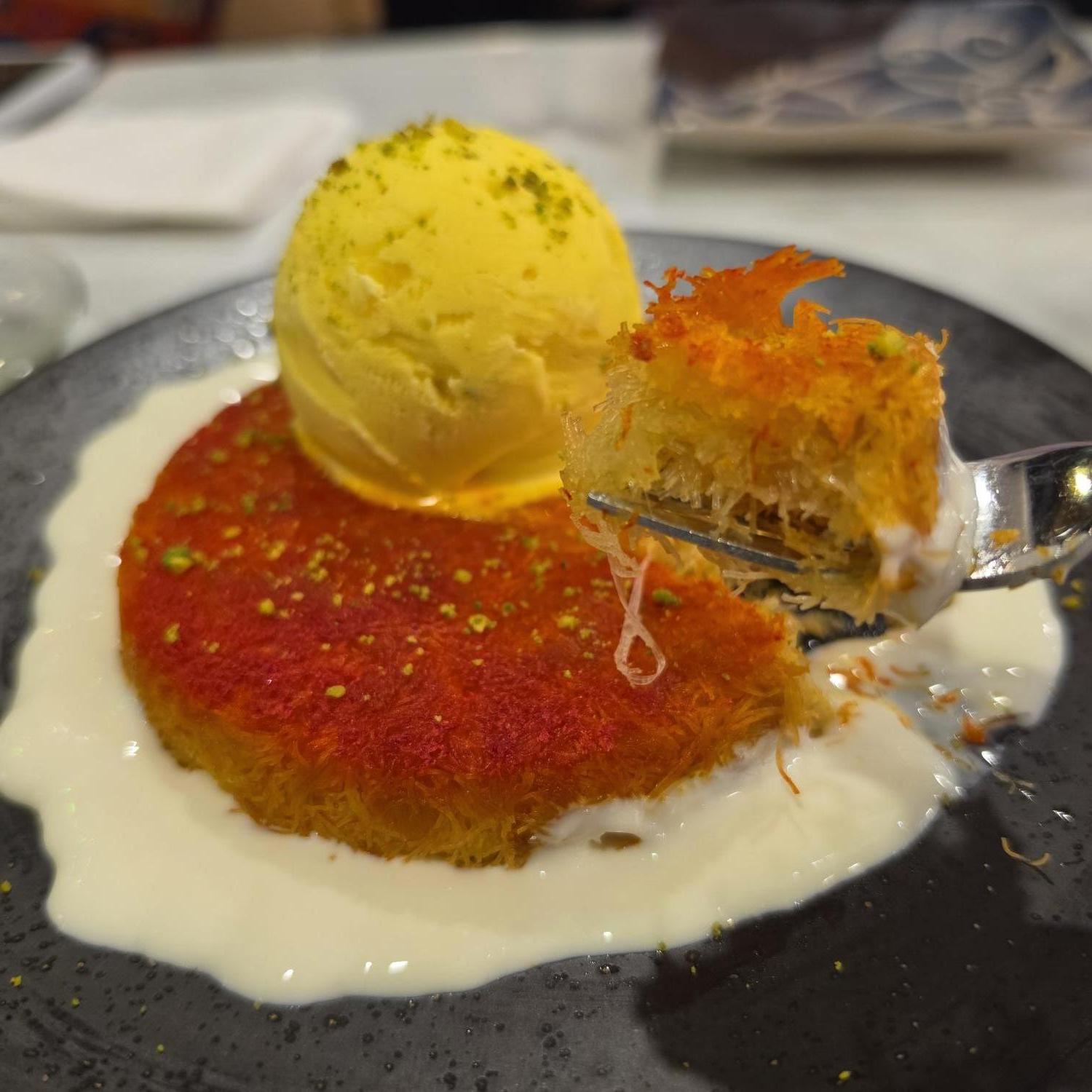 Kunafeh with Ice Cream