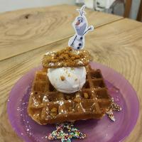 Kids Waffle with Lychee Rasberry Gelato