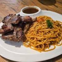 Grilled Lamb Chop with Spaghetti Aglio Olio