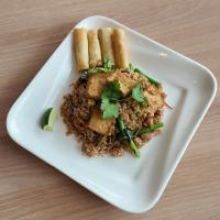 Vegetarian Fried Rice with Spring Rolls